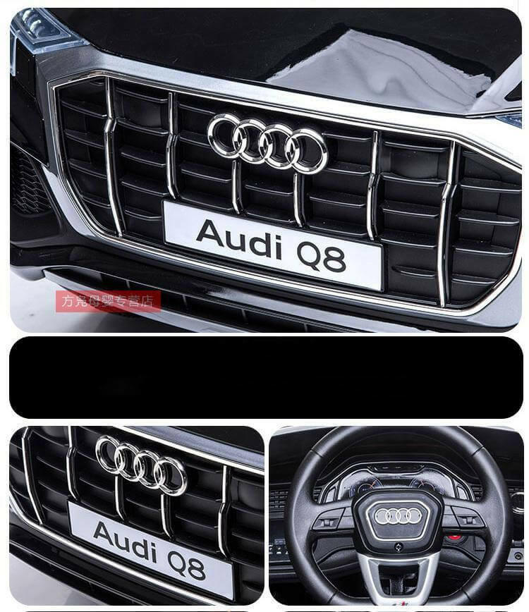 Audi Q8 12V Ride-On Kids Car Remote Control, MP3, Leather Seats, LED Lights - Kids Eye Candy