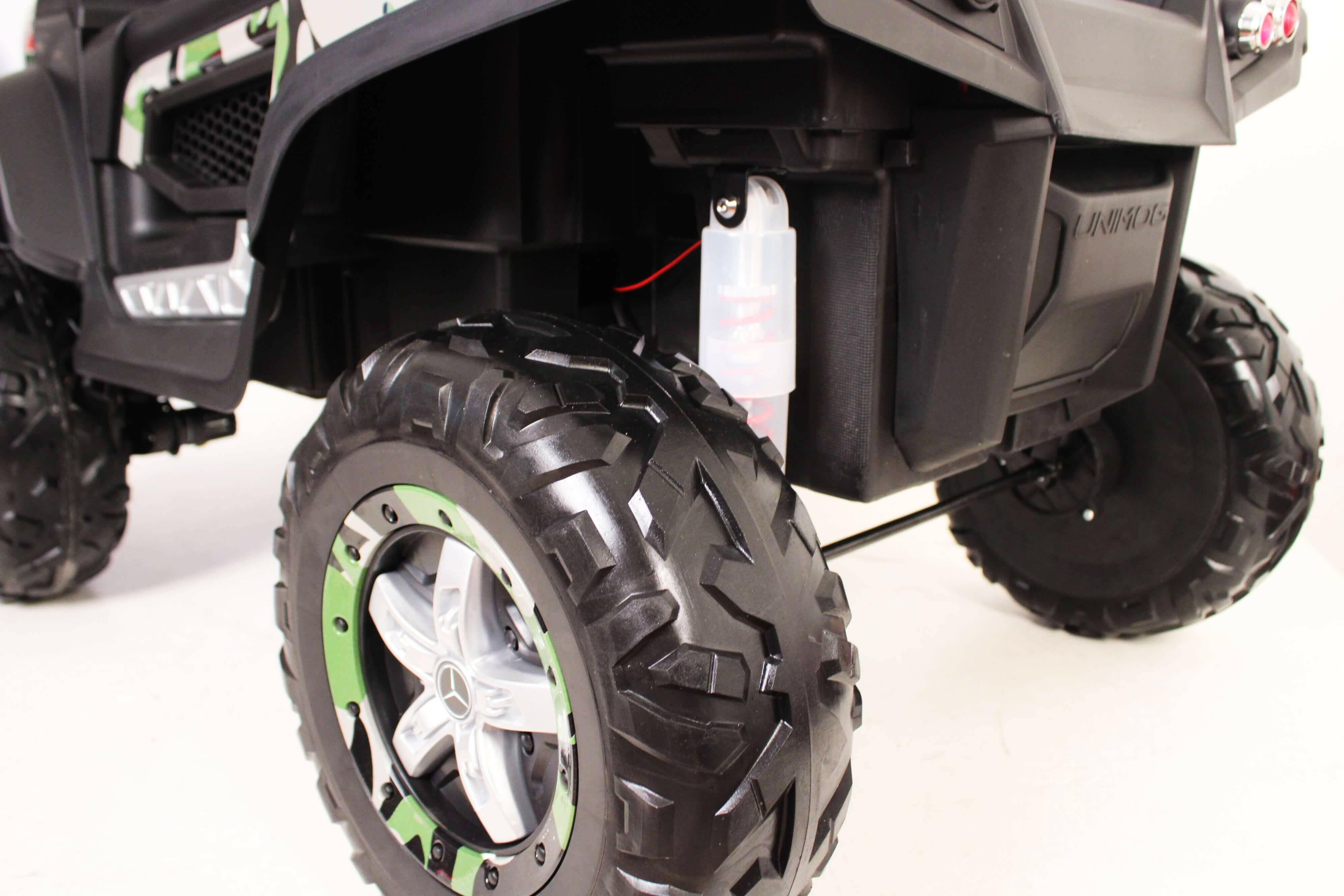 Mercedes Kids 24V Ride-On Unimog Parental Remote, MP4, Leather Seats LED Lights - Kids Eye Candy