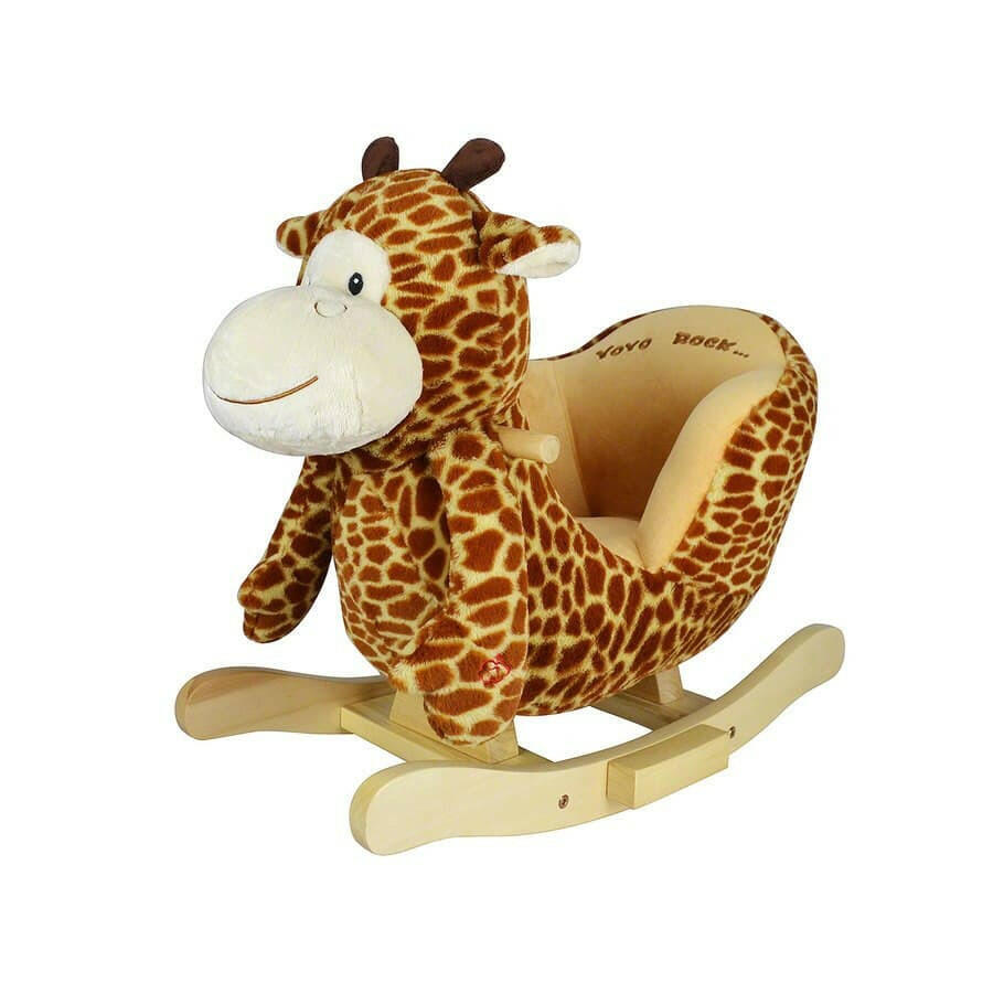 Plush Furry Giraffe Ride On Rocking Chair Kids Eye Candy