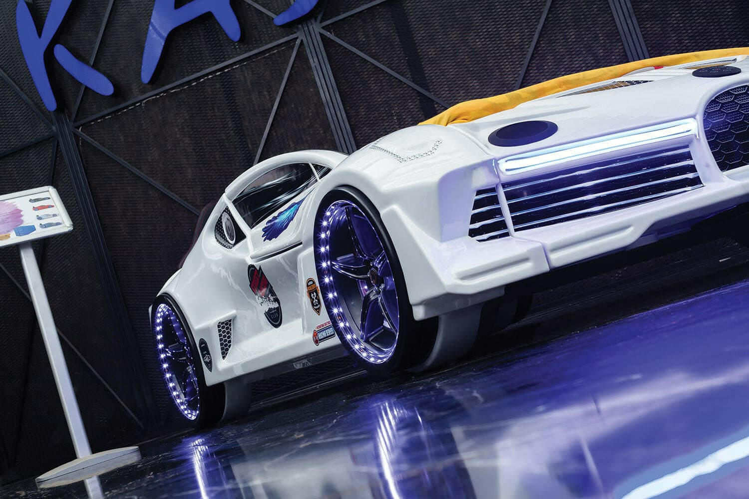 Aero Super Car Kids Bed Lifting Doors Headlights Remote Control Toddler Twin Size Frame - Kids Eye Candy