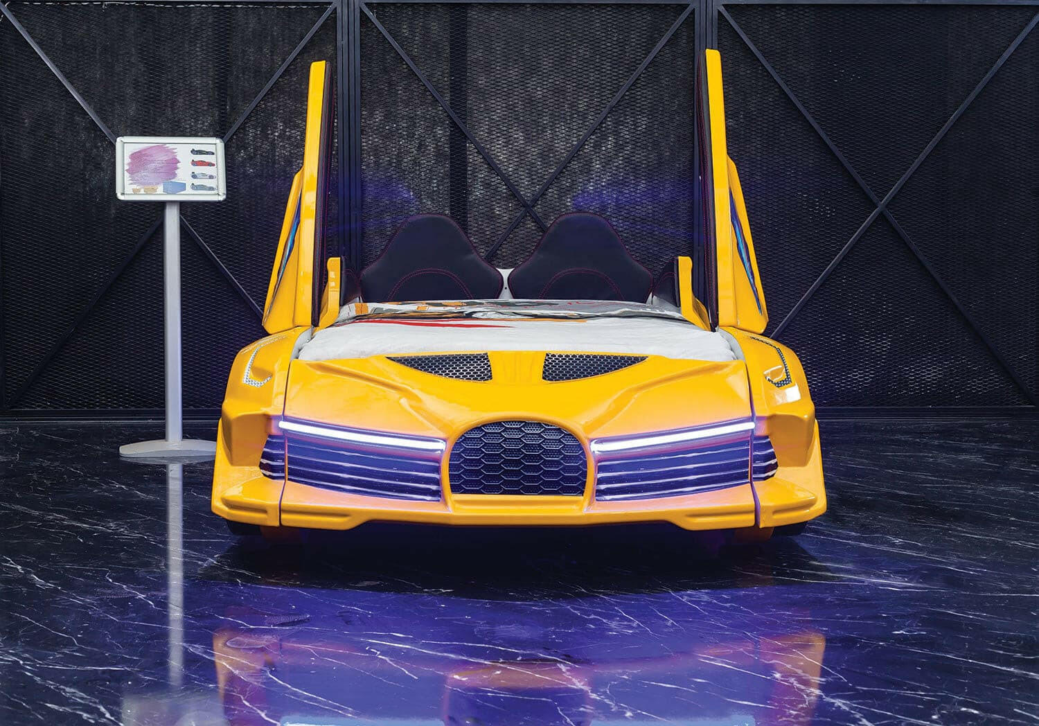 Aero Super Car Kids Bed Lifting Doors Headlights Remote Control Toddler Twin Size Frame - Kids Eye Candy