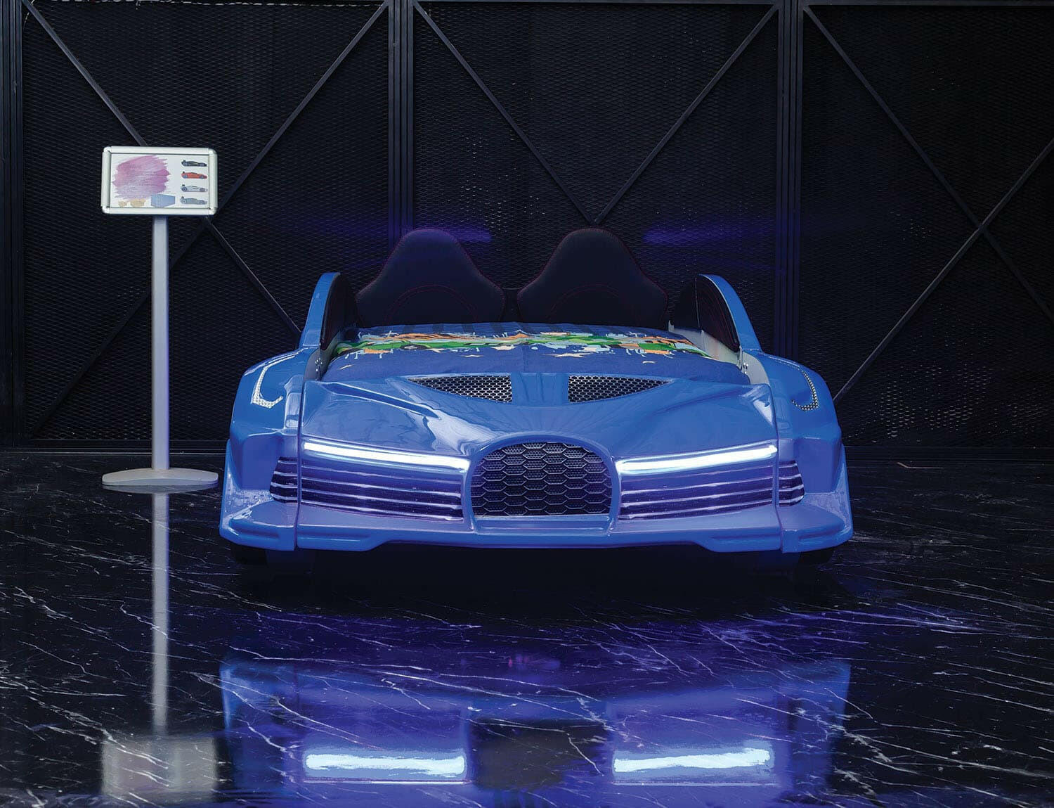 Aero Super Car Kids Bed Lifting Doors Headlights Remote Control Toddler Twin Size Frame - Kids Eye Candy