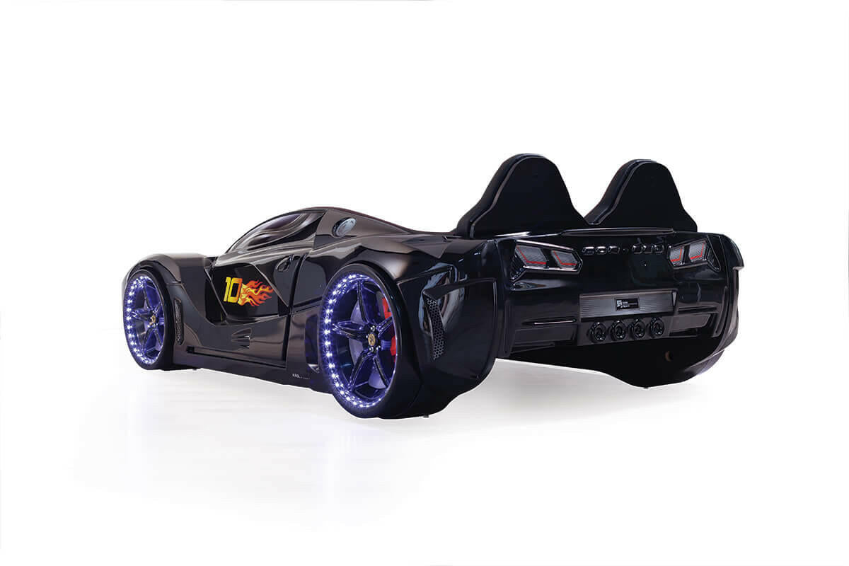 Luxury Moon Kids Race Car Bed w/ LED Headlights Toddler Remote Control Twin Size Frame - Kids Eye Candy