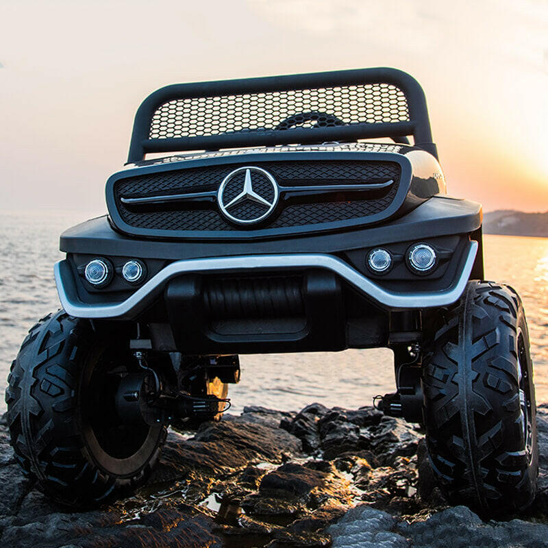 Mercedes Kids 24V Ride-On Unimog Parental Remote, MP4, Leather Seats LED Lights - Kids Eye Candy