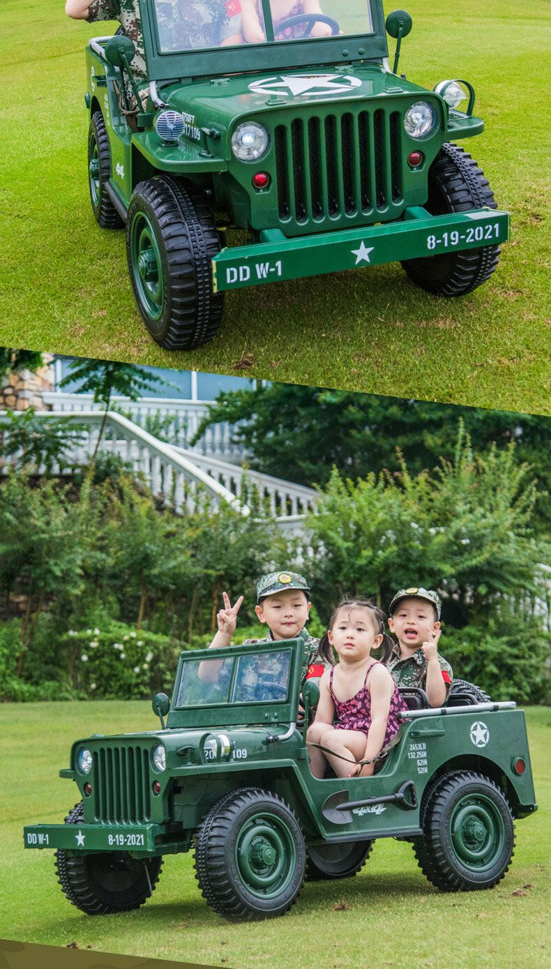 Ride On Kids Electric 24V Military Car EVA Rubber Wheels 3 Seats 2.4G Remote Control - Kids Eye Candy