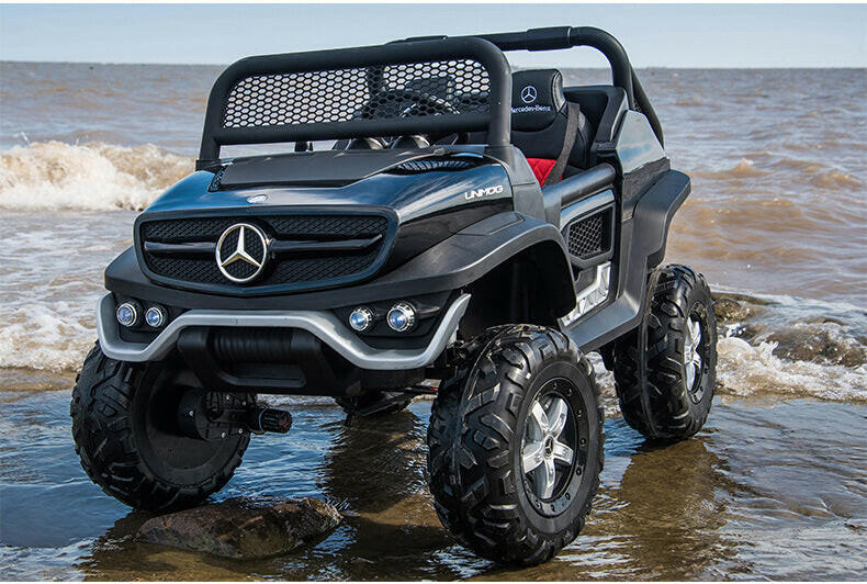 Mercedes Kids 24V Ride-On Unimog Parental Remote, MP4, Leather Seats LED Lights - Kids Eye Candy