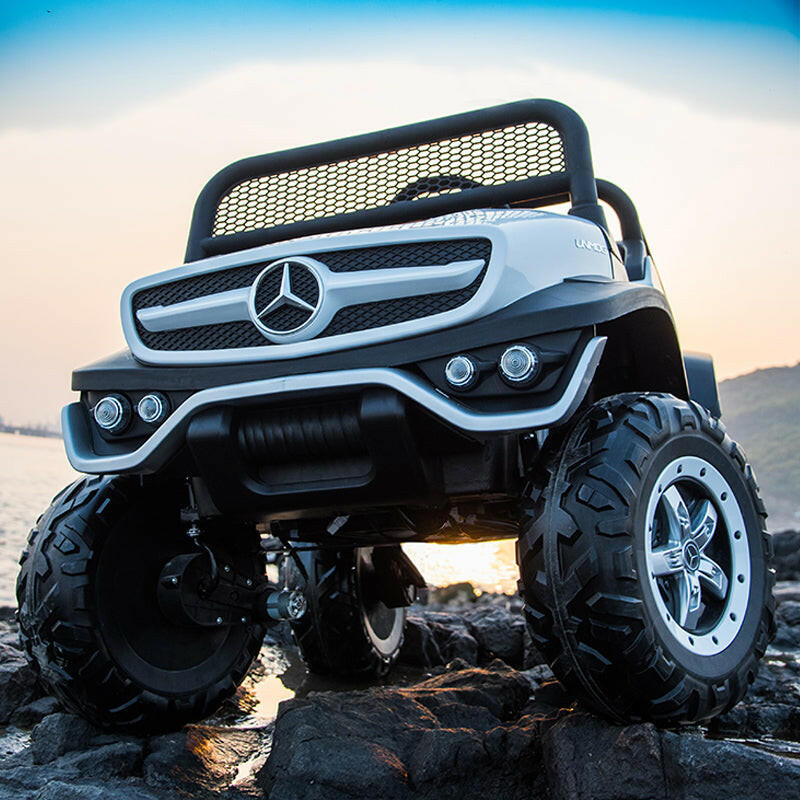 Mercedes Kids 24V Ride-On Unimog Parental Remote, MP4, Leather Seats LED Lights - Kids Eye Candy