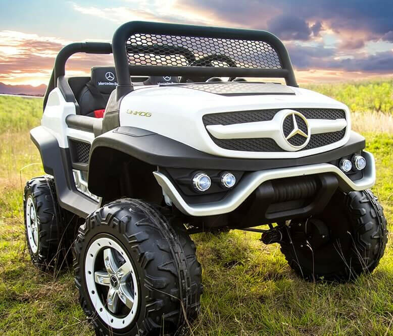 Mercedes Kids 24V Ride-On Unimog Parental Remote, MP4, Leather Seats LED Lights - Kids Eye Candy