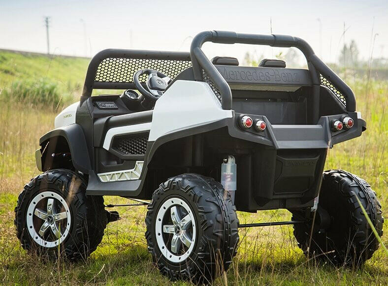 Mercedes Kids 24V Ride-On Unimog Parental Remote, MP4, Leather Seats LED Lights - Kids Eye Candy