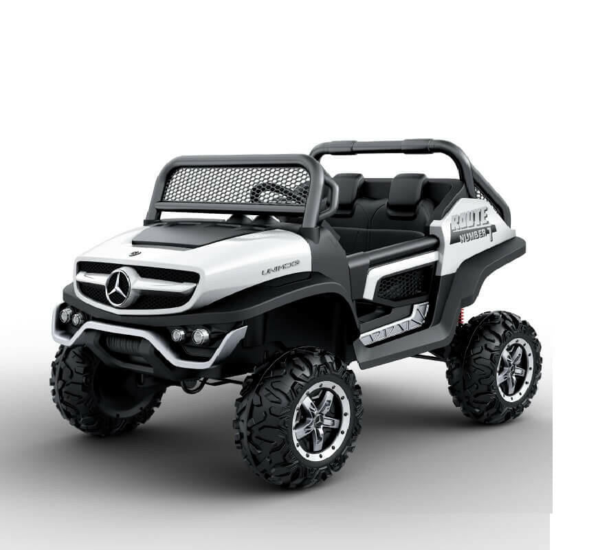 Mercedes Kids 24V Ride-On Unimog Parental Remote, MP4, Leather Seats LED Lights - Kids Eye Candy