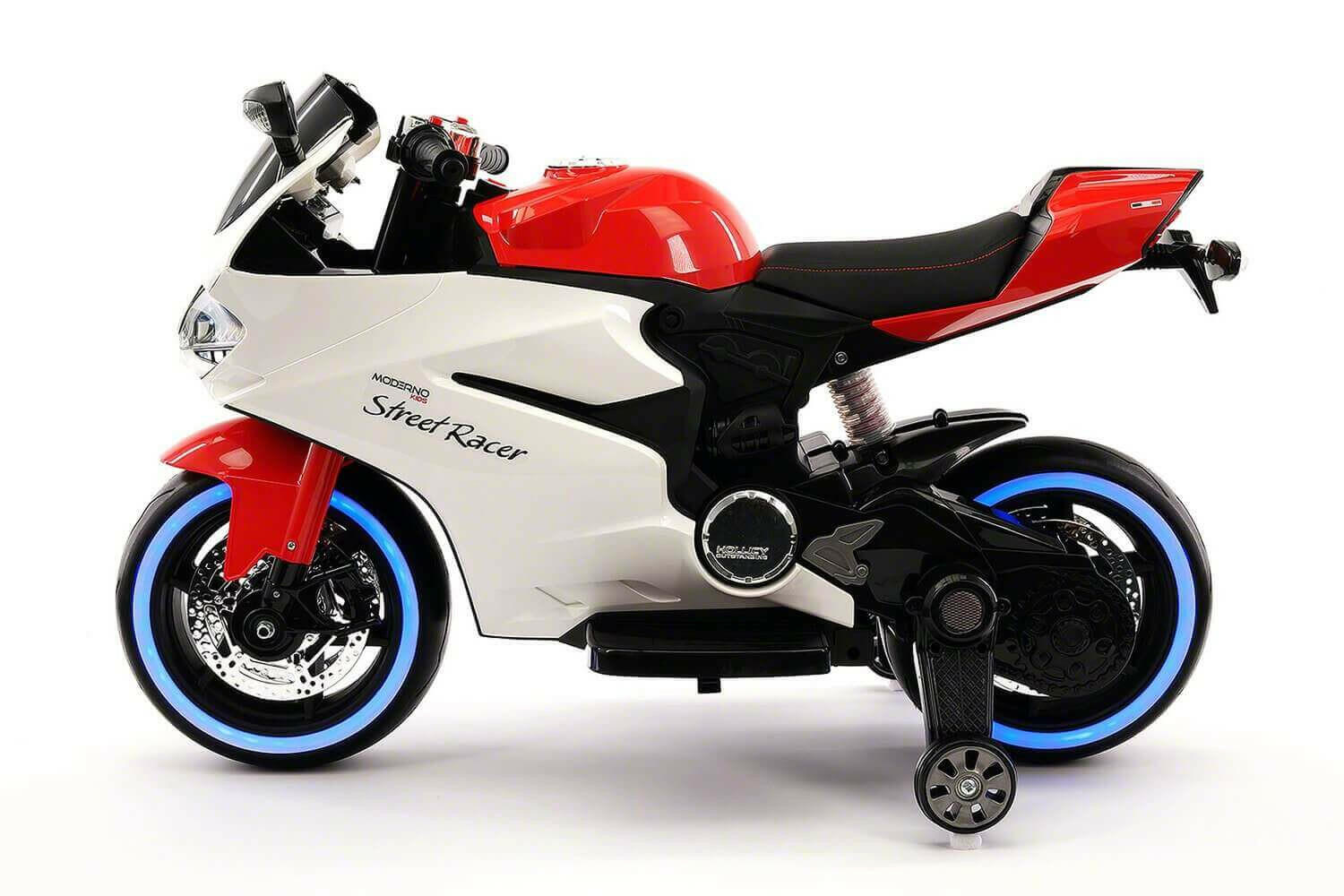 Motorcycle 12V Kids Ride-On LED Lights, MP3, AUX, Training Wheels - Kids Eye Candy