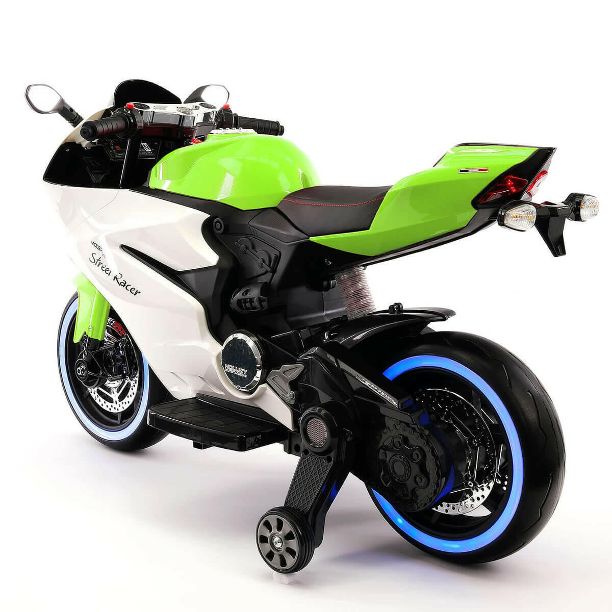 Motorcycle 12V Kids Ride-On LED Lights, MP3, AUX, Training Wheels - Kids Eye Candy