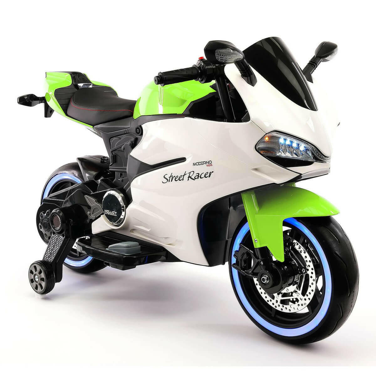 Motorcycle 12V Kids Ride-On LED Lights, MP3, AUX, Training Wheels - Kids Eye Candy