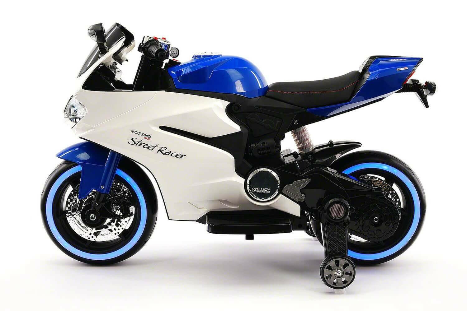 Motorcycle 12V Kids Ride-On LED Lights, MP3, AUX, Training Wheels - Kids Eye Candy