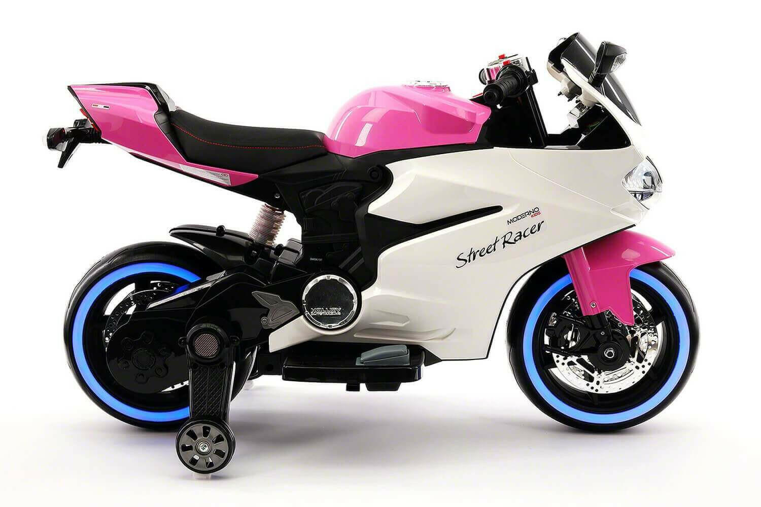 Motorcycle 12V Kids Ride-On LED Lights, MP3, AUX, Training Wheels - Kids Eye Candy