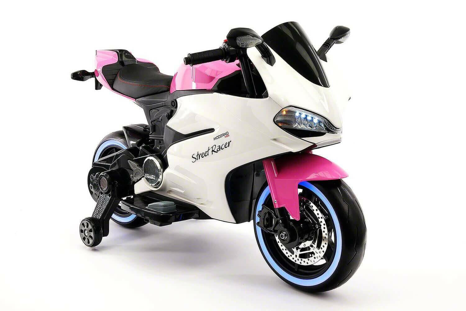 Motorcycle 12V Kids Ride-On LED Lights, MP3, AUX, Training Wheels - Kids Eye Candy