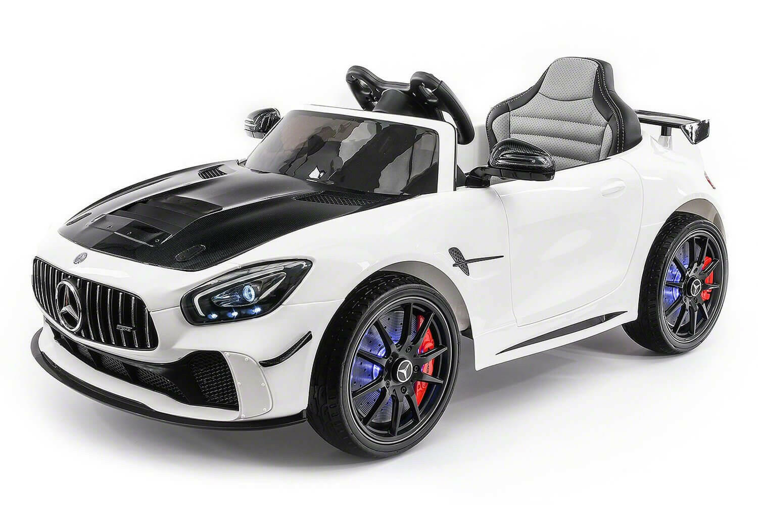 Mercedes Kids 12V GT AMG Ride-On Car Parental Remote, MP3, Leather Seats, LED Lights - Kids Eye Candy
