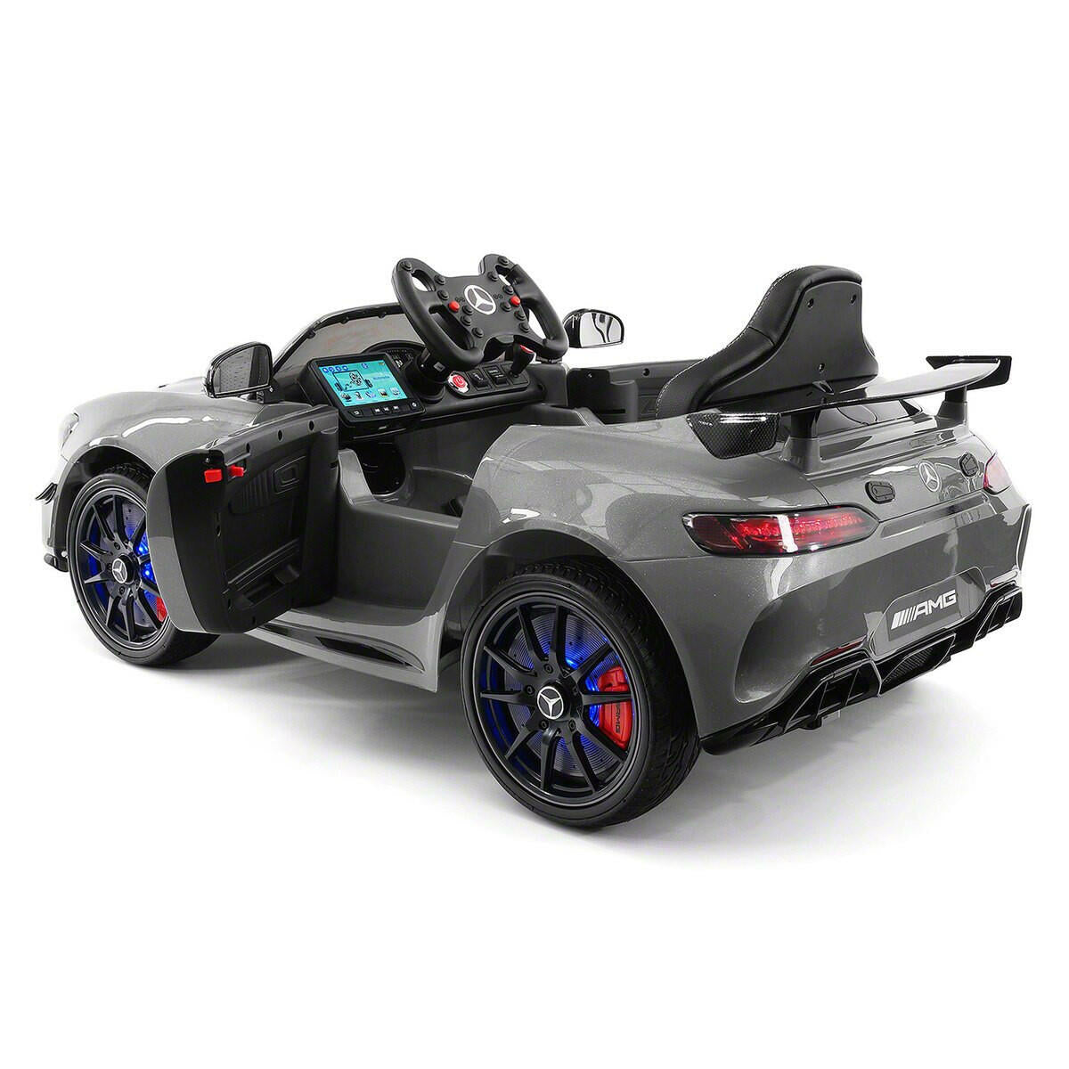 Mercedes Kids 12V GT AMG Ride-On Car Parental Remote, MP3, Leather Seats, LED Lights - Kids Eye Candy