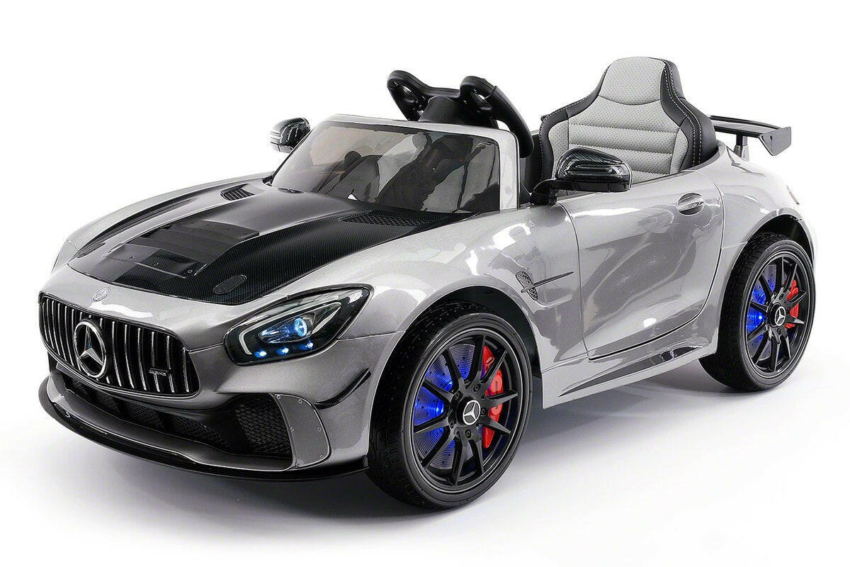 Mercedes Kids 12V GT AMG Ride-On Car Parental Remote, MP3, Leather Seats, LED Lights - Kids Eye Candy