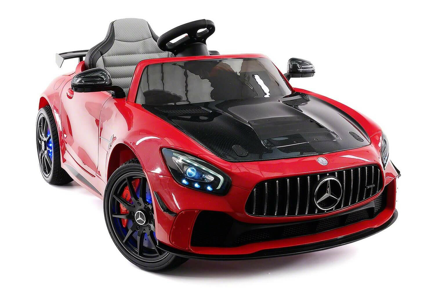 Mercedes Kids 12V GT AMG Ride-On Car Parental Remote, MP3, Leather Seats, LED Lights - Kids Eye Candy