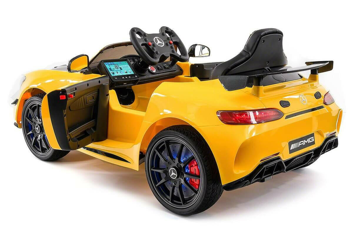 Mercedes Kids 12V GT AMG Ride-On Car Parental Remote, MP3, Leather Seats, LED Lights - Kids Eye Candy