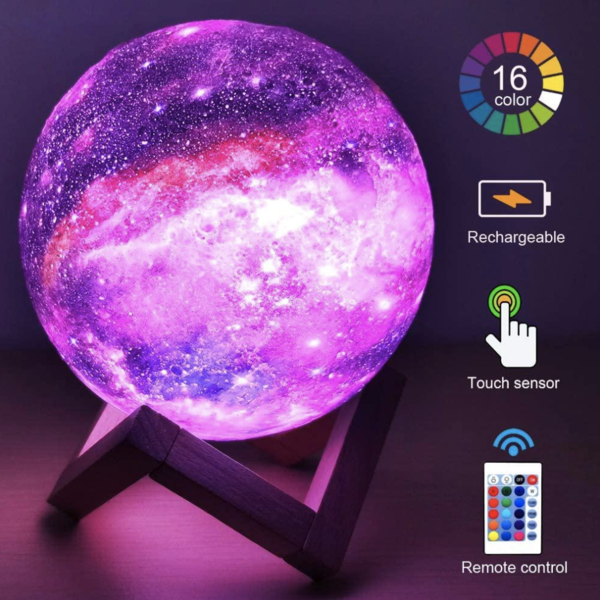 Galaxy 3D Enchanting Moon Lamp with Stand Multi-Color Remote Control - Kids Eye Candy
