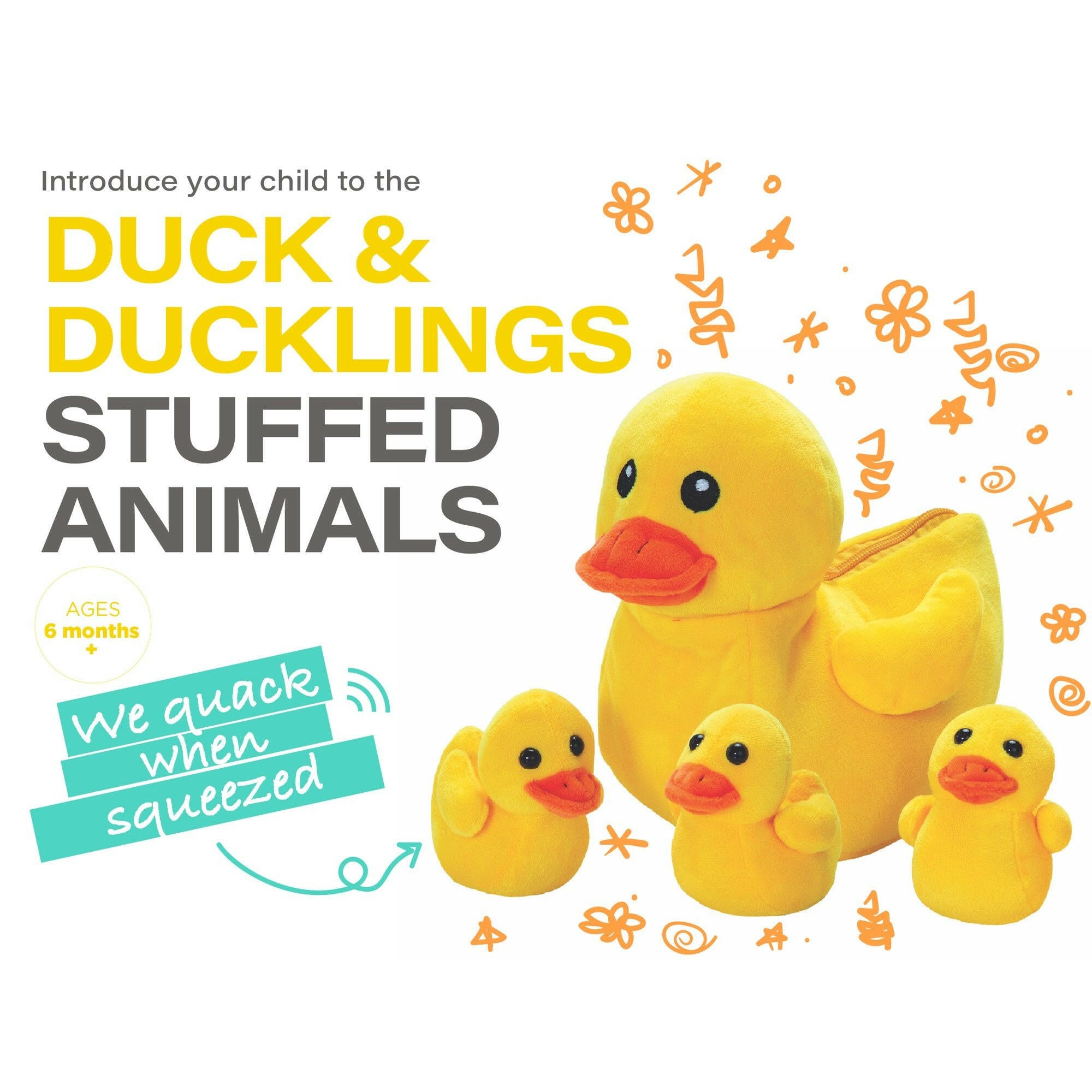 Plush Mother Duck and Baby Set.