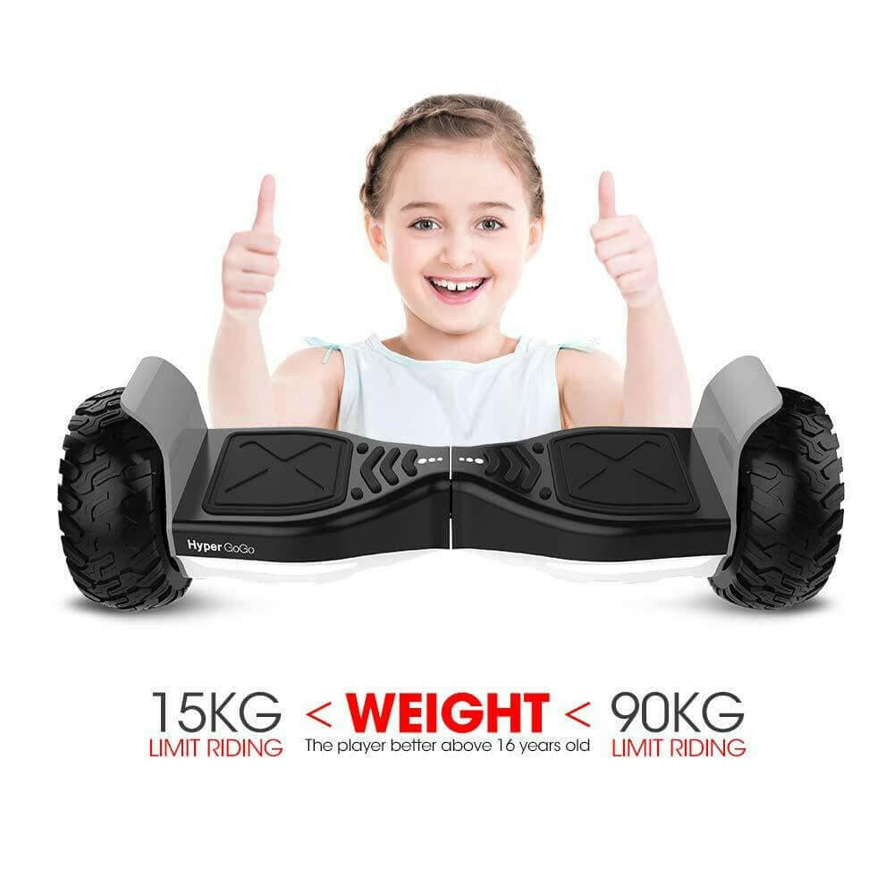 HyperGoGo 8.5" Electric Off Road Hoverboard with LED Lights Bluetooth Speaker MP3 - Kids Eye Candy