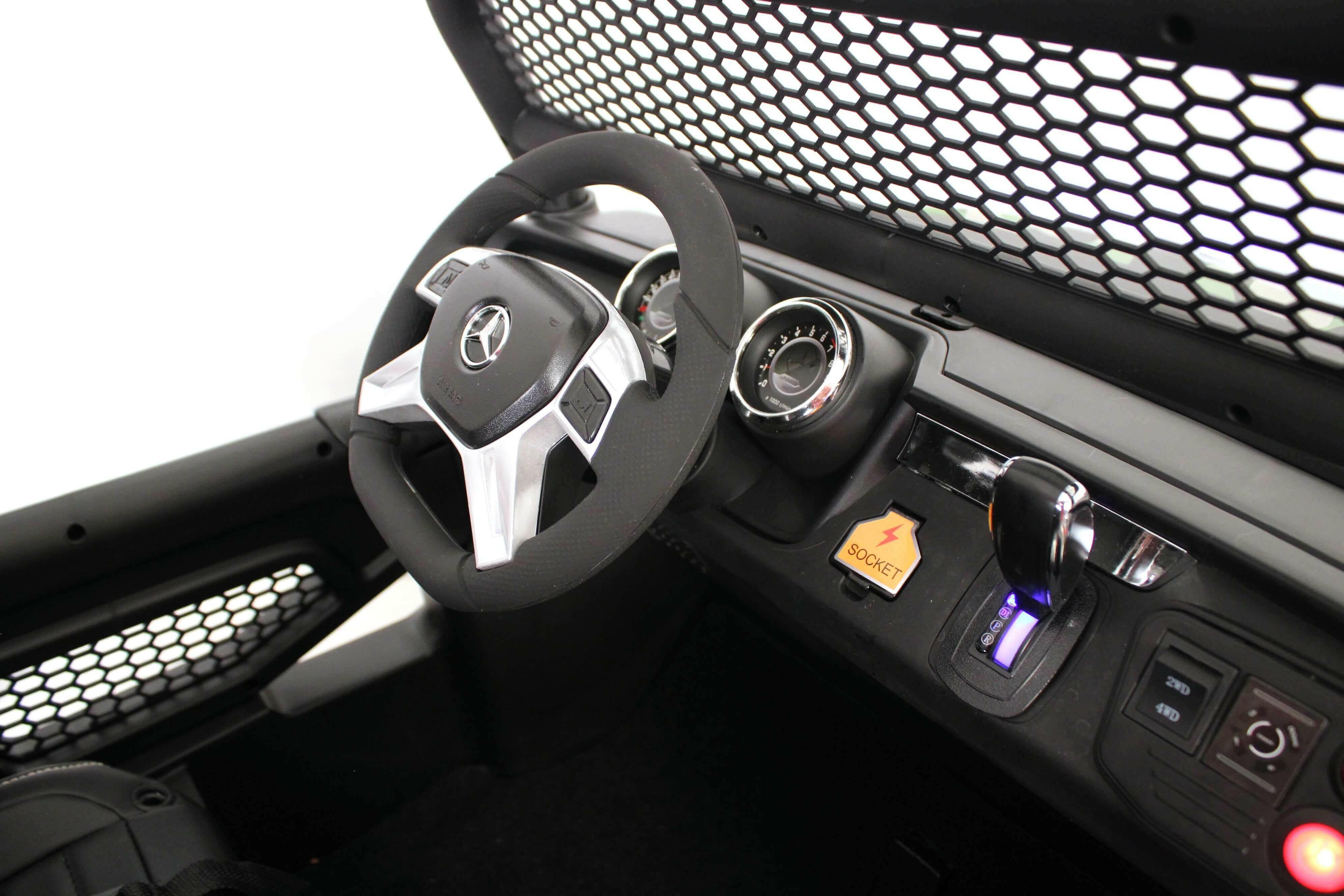 Mercedes Kids 24V Ride-On Unimog Parental Remote, MP4, Leather Seats LED Lights - Kids Eye Candy