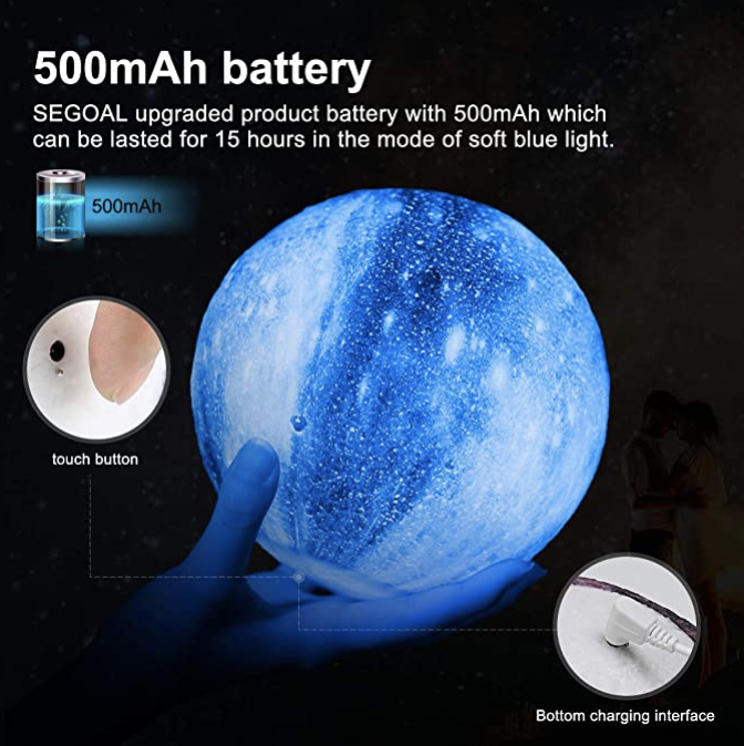 Galaxy 3D Enchanting Moon Lamp with Stand Multi-Color Remote Control - Kids Eye Candy