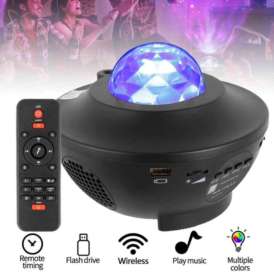 Galaxy Starlight Projector Bluetooth Audio Night Light For Bedroom LED 360 Remote Control - Kids Eye Candy