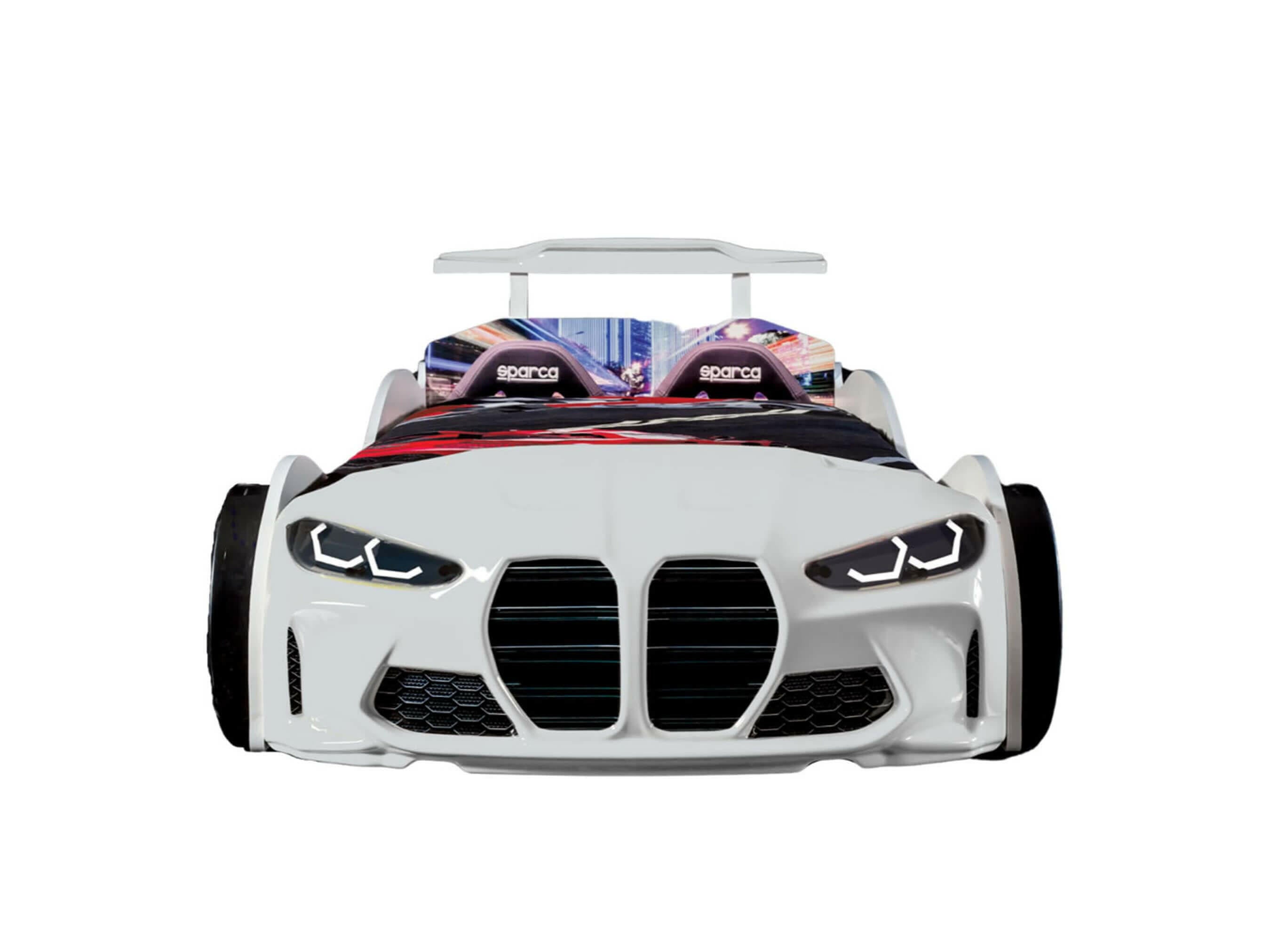 GTX Kids Car Bed Headlights Remote Control Toddler Twin Size Frame.