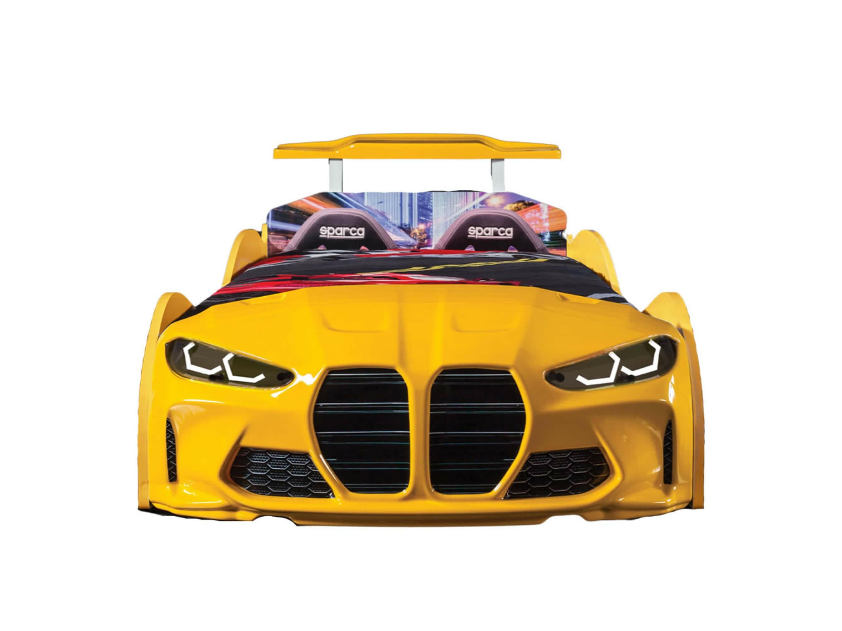 GTX Kids Car Bed Headlights Remote Control Toddler Twin Size Frame.