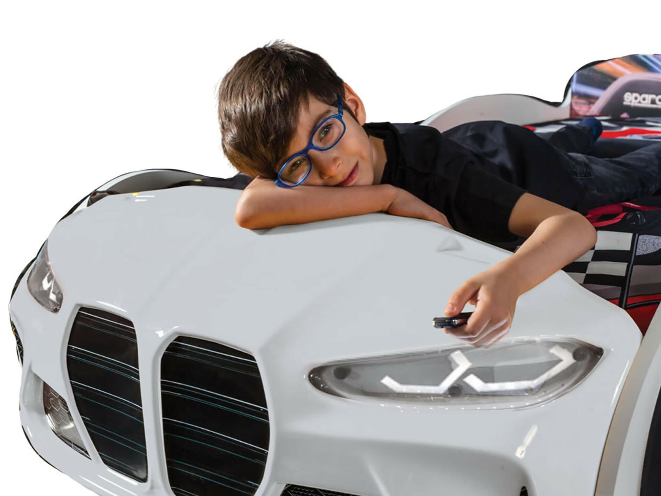 GTX Kids Car Bed Headlights Remote Control Toddler Twin Size Frame.