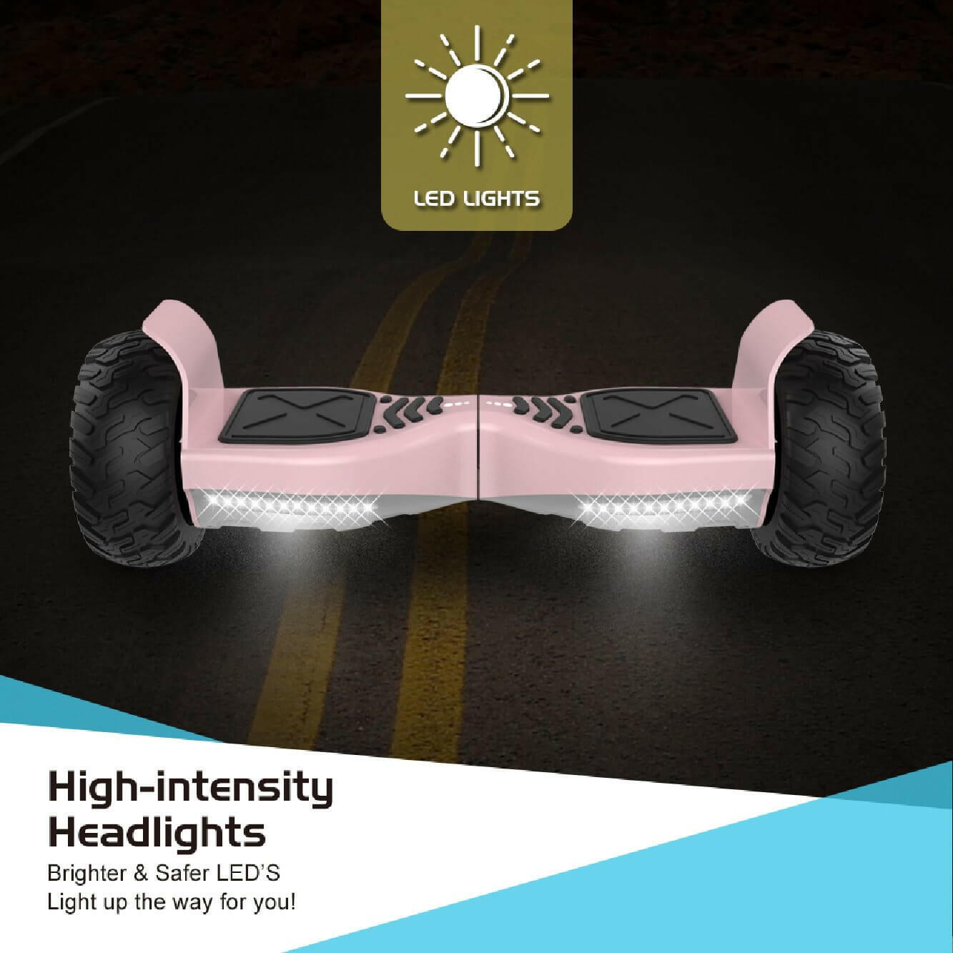 HyperGoGo 8.5" Electric Off Road Hoverboard with LED Lights Bluetooth Speaker MP3 - Kids Eye Candy