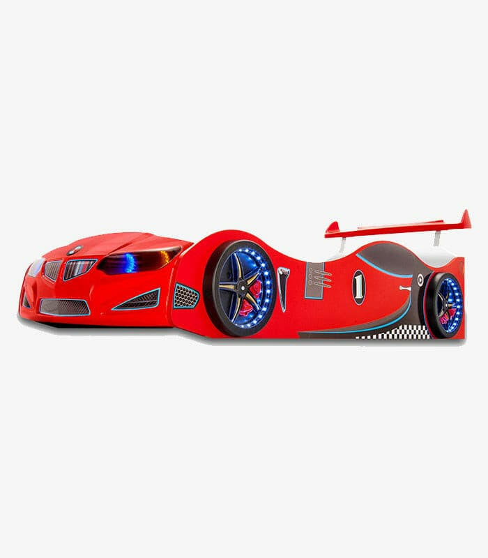 GT1 Kids Race Car Bed w/ LED Headlights Remote Control Toddler Twin Size Frame - Kids Eye Candy