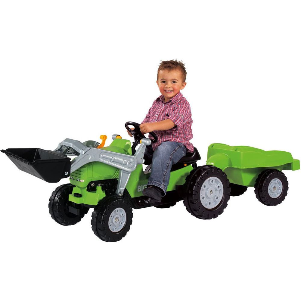 BIG Jimmy Green Loader with Trailer - Kids Pedal Tractor Ride-on Toy