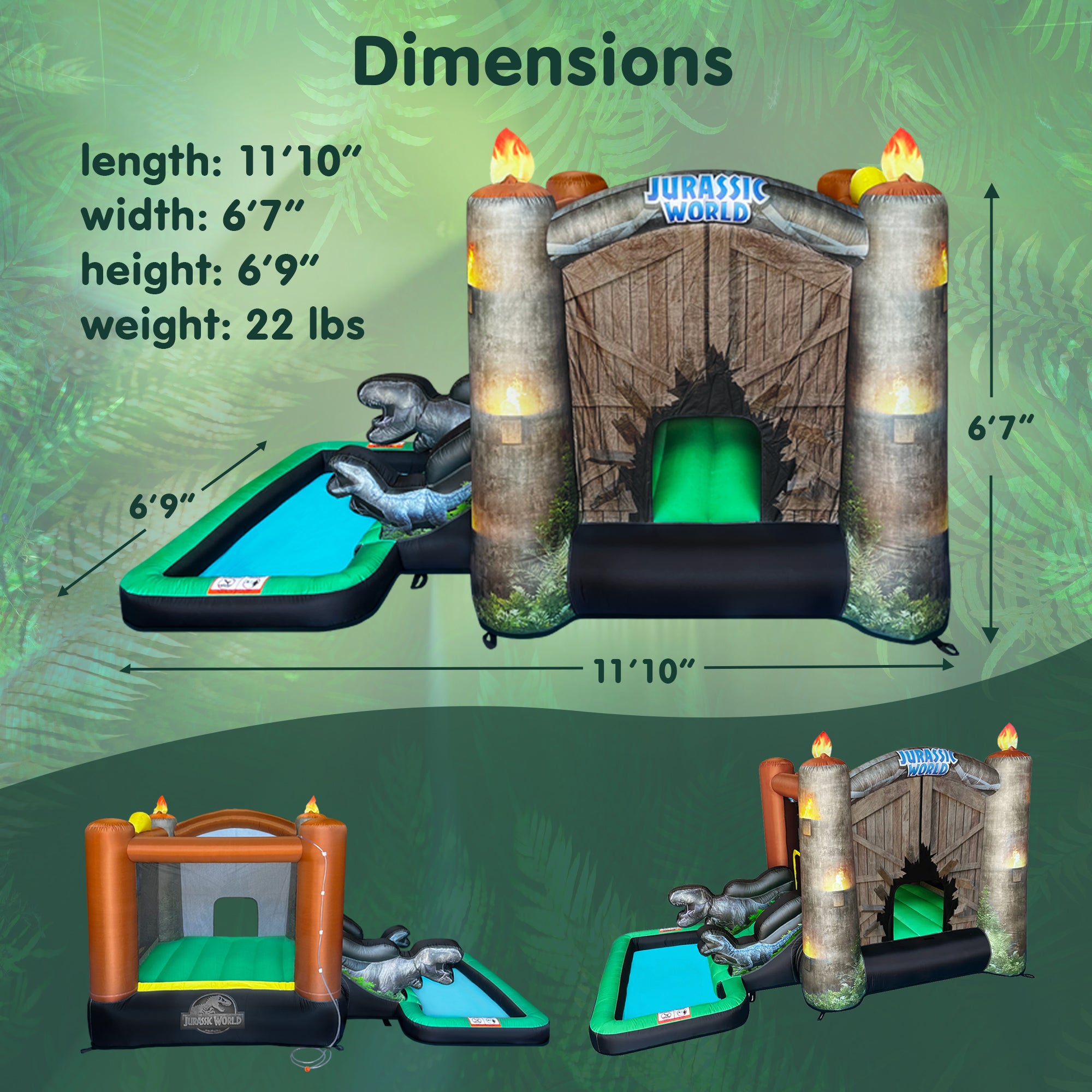 Jurassic World Kids Bounce House Inflatable Water Slide Combo