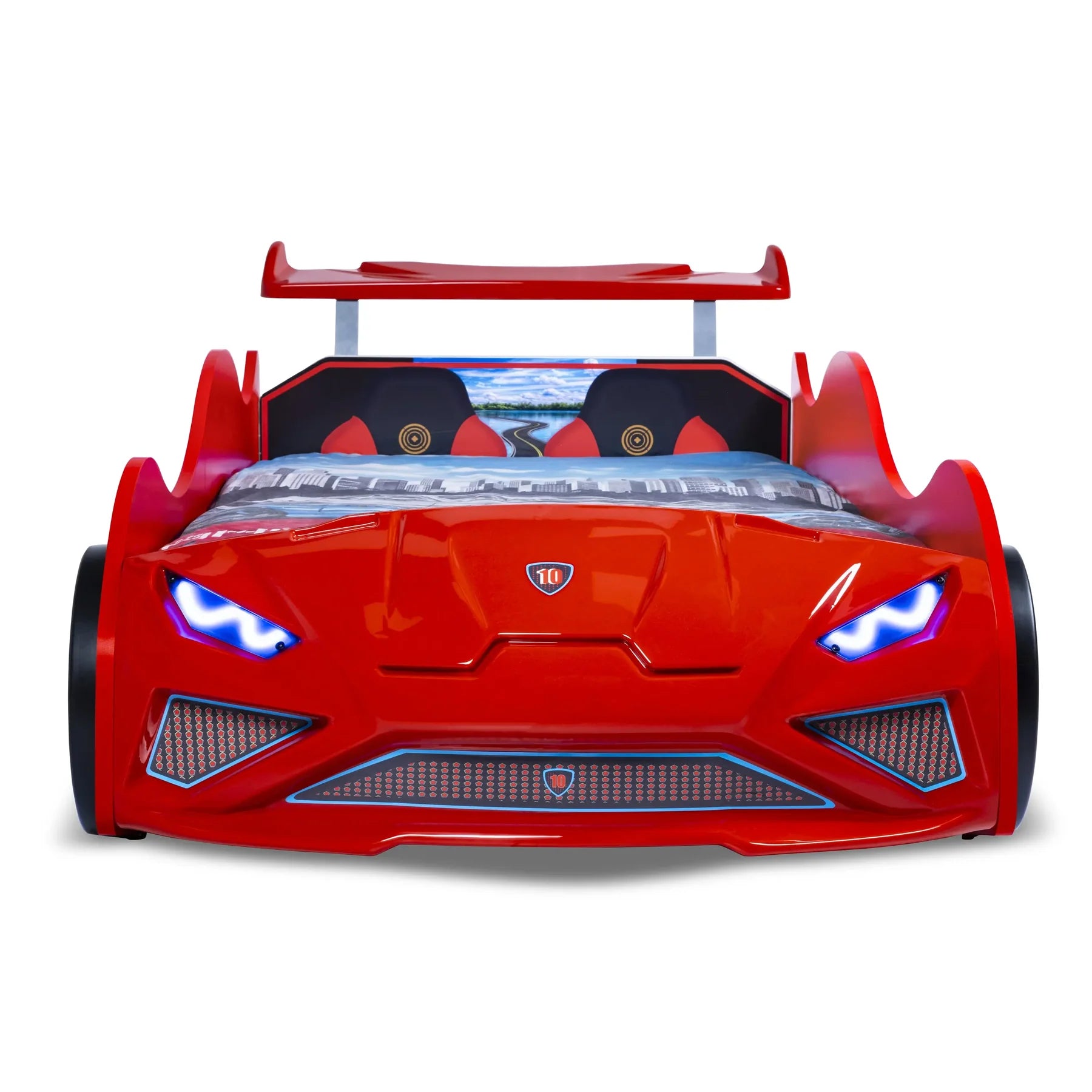 Lambo-GT Style Race Car Bed Headlights Remote Control Toddler Twin Size Frame