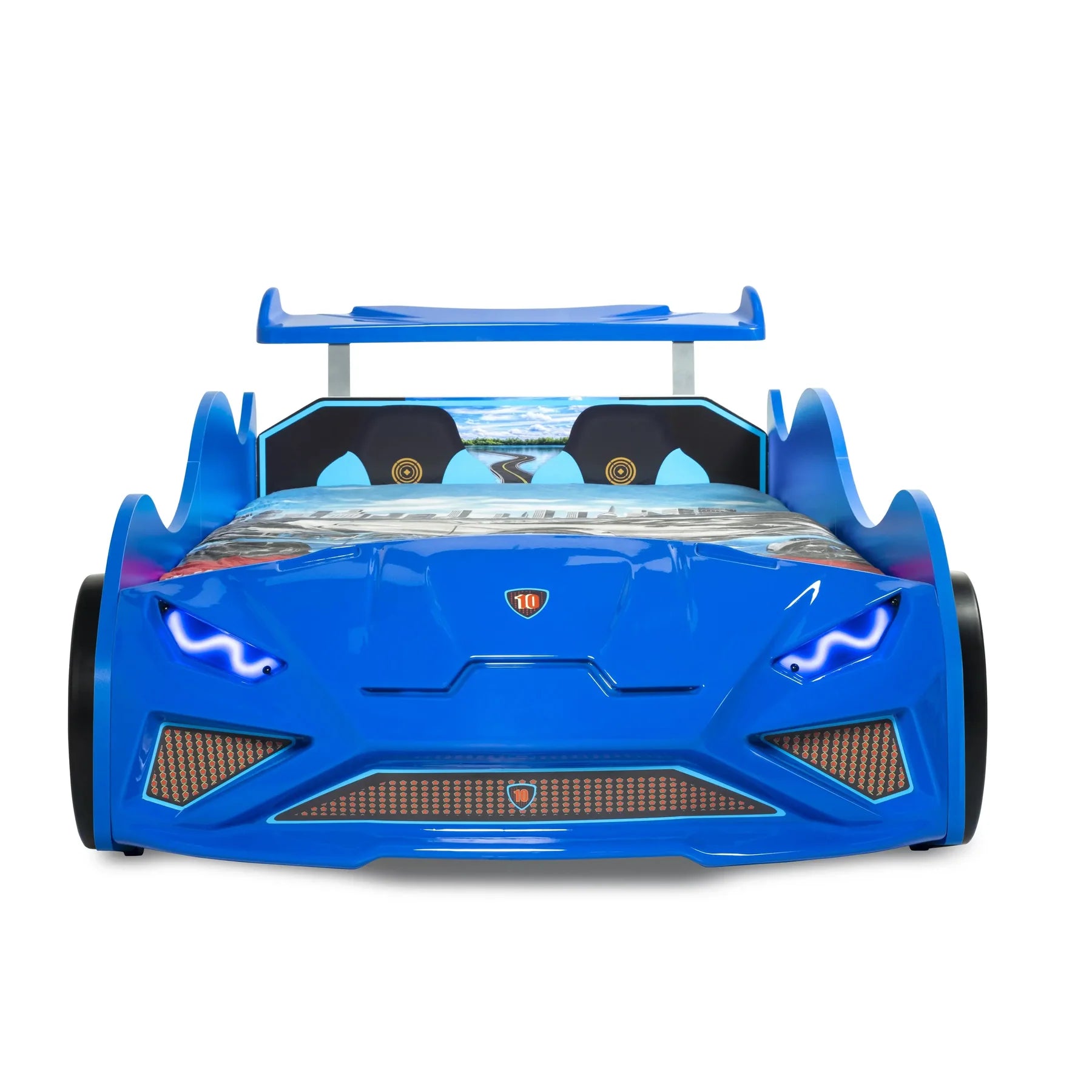 Lambo-GT Style Race Car Bed Headlights Remote Control Toddler Twin Size Frame