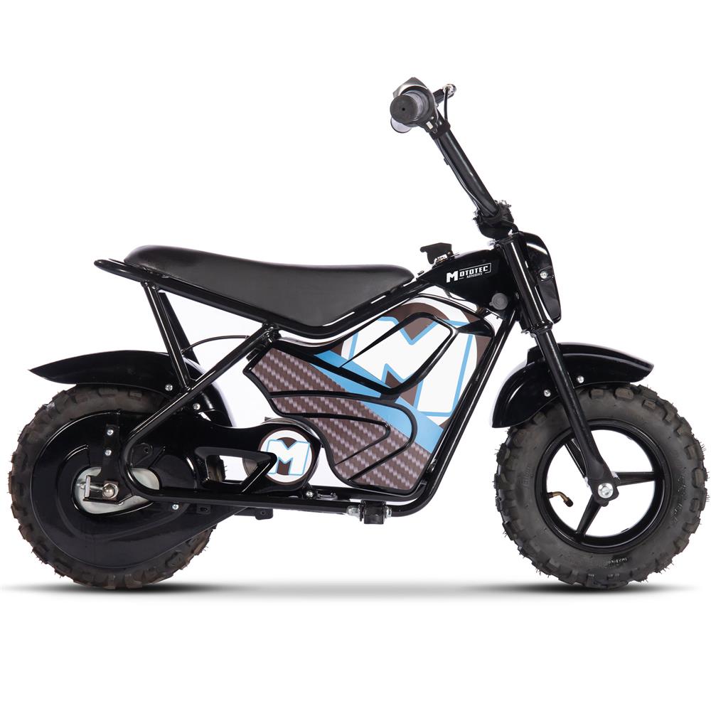 MotoTec 24V 250W Kids Electric Mini Bike - Black with Rugged Steel Frame