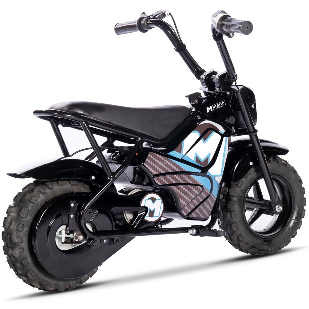 MotoTec 24V 250W Kids Electric Mini Bike - Black with Rugged Steel Frame