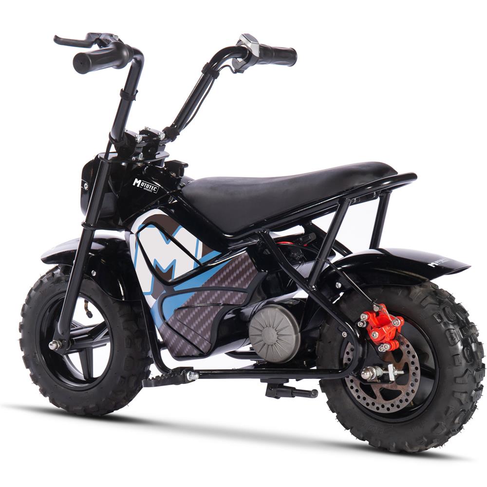 MotoTec 24V 250W Kids Electric Mini Bike - Black with Rugged Steel Frame