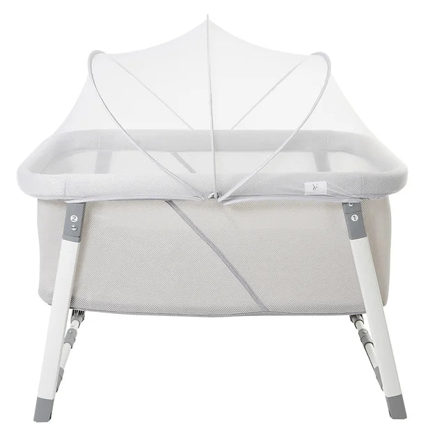 Malibu Dreams Rocking Mini Bassinet - Portable Travel Cradle with Bug Net