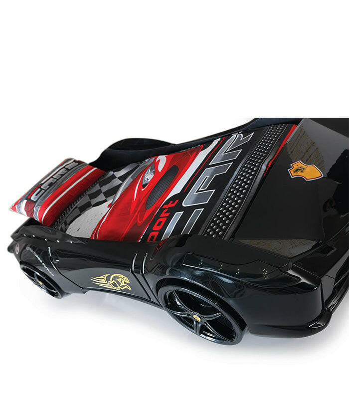 Spyder Kids Race Car Bed Faros delanteros con control remoto para niños pequeños tamaño doble