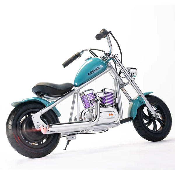 Mini Kids Chopper 24V Cruiser Mach 12 Chrome Plus Kids Motorcycle Green