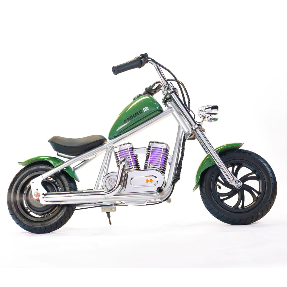 Mini Kids Electric Chopper 24V Cruiser Mach 12 Chrome Plus Green Mini Kids Electric Chopper 24V Cruiser Mach 12 Chrome Plus Green