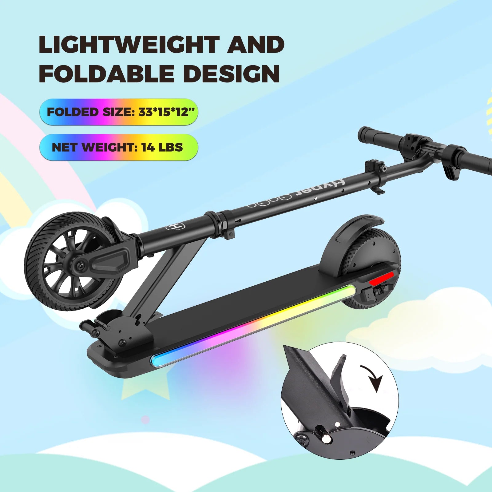 22V KEC Folding Electric Scooter LED Lights
