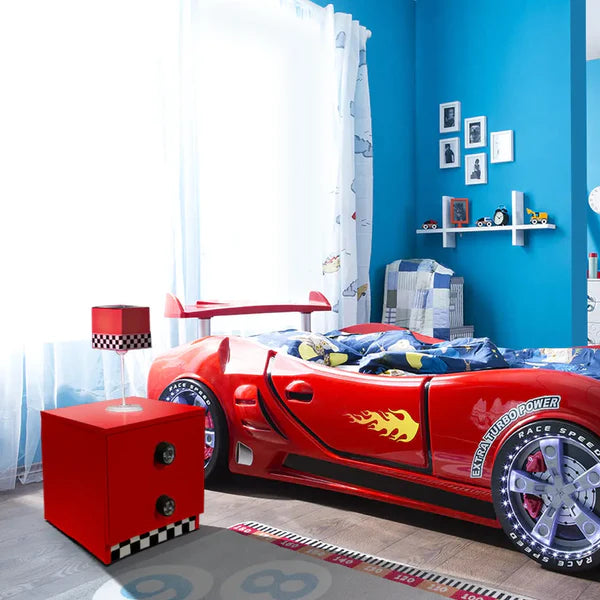 Bedroom Kids Super Car Bed Nightstand Decor