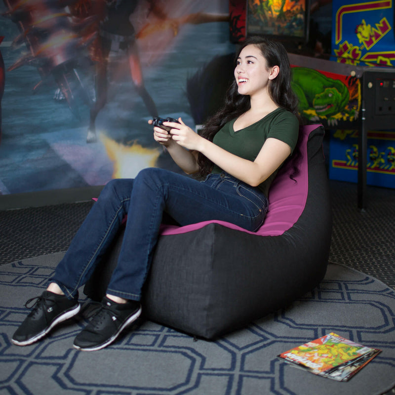 Gaming Kids Xbox PS5 PC Bean Bag Lounger Chair Leather Denim - Kids Eye Candy 